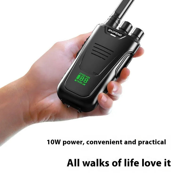 Red and yellow coloured high-power children's intercom walkie talkie with USB charging port.