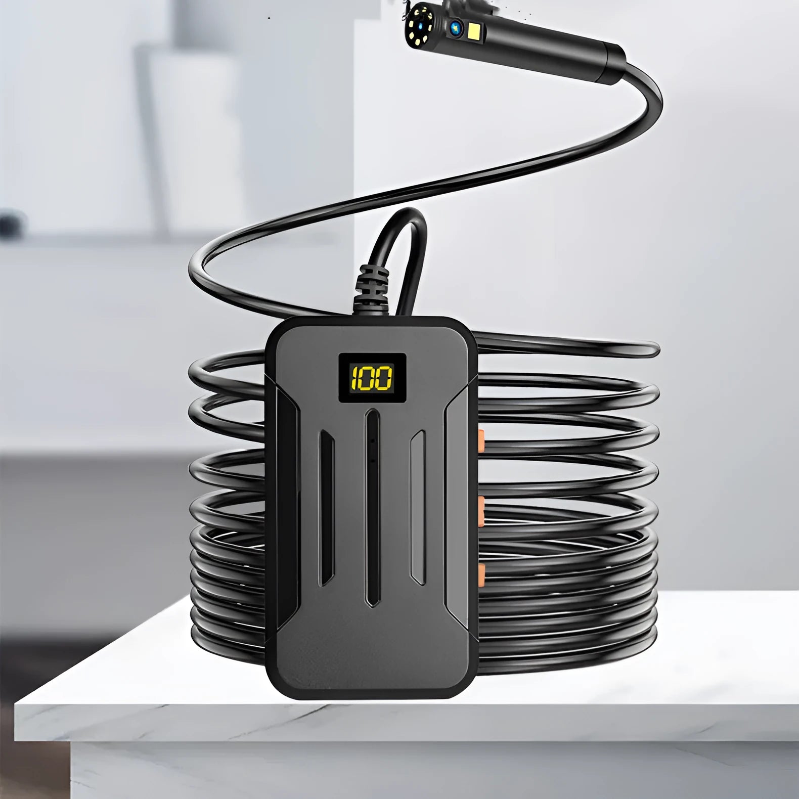 Wireless dual lens endoscope with IP68 waterproof rating and 20 metre cable