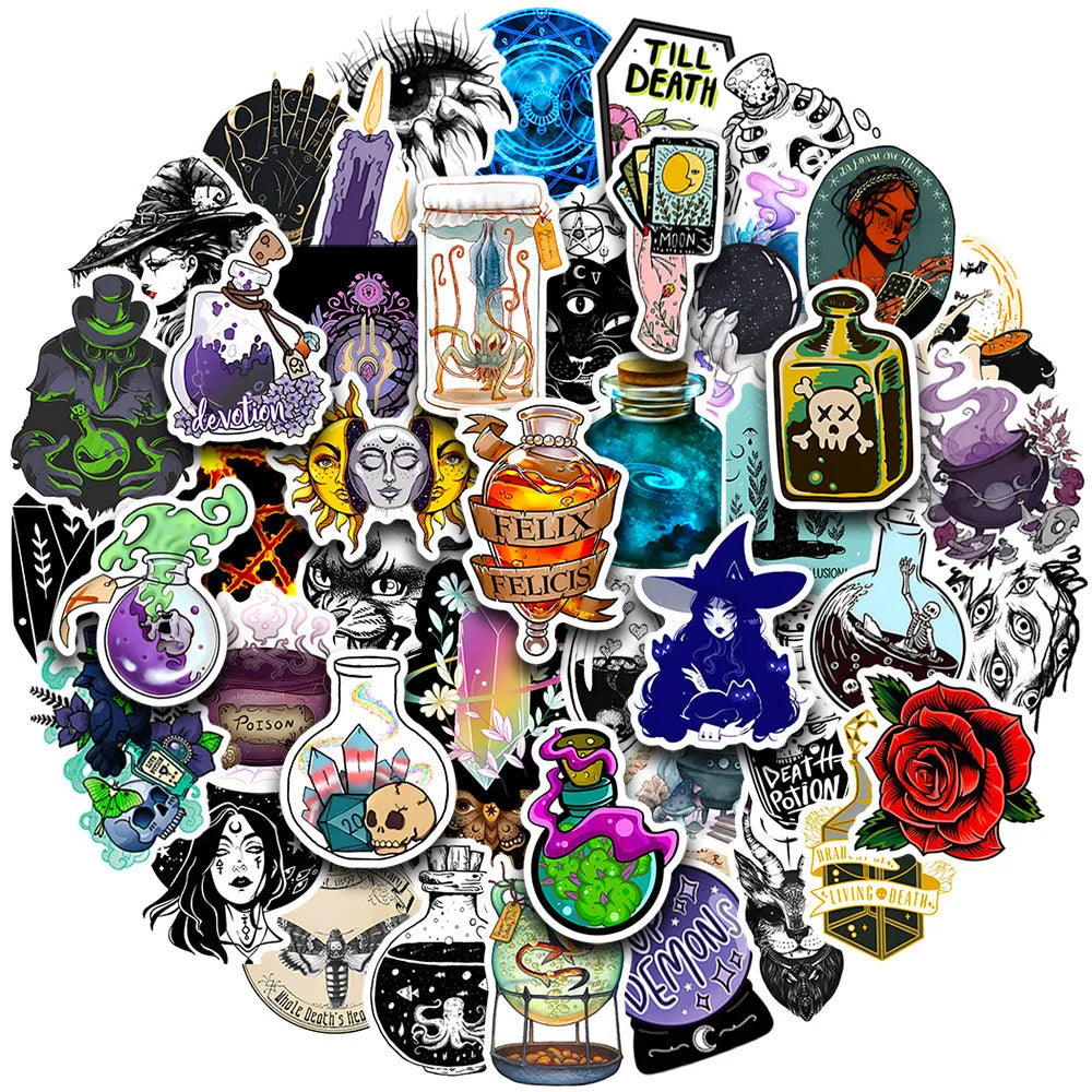 50 waterproof PVC stickers with glossy finish for laptops and smooth surfaces