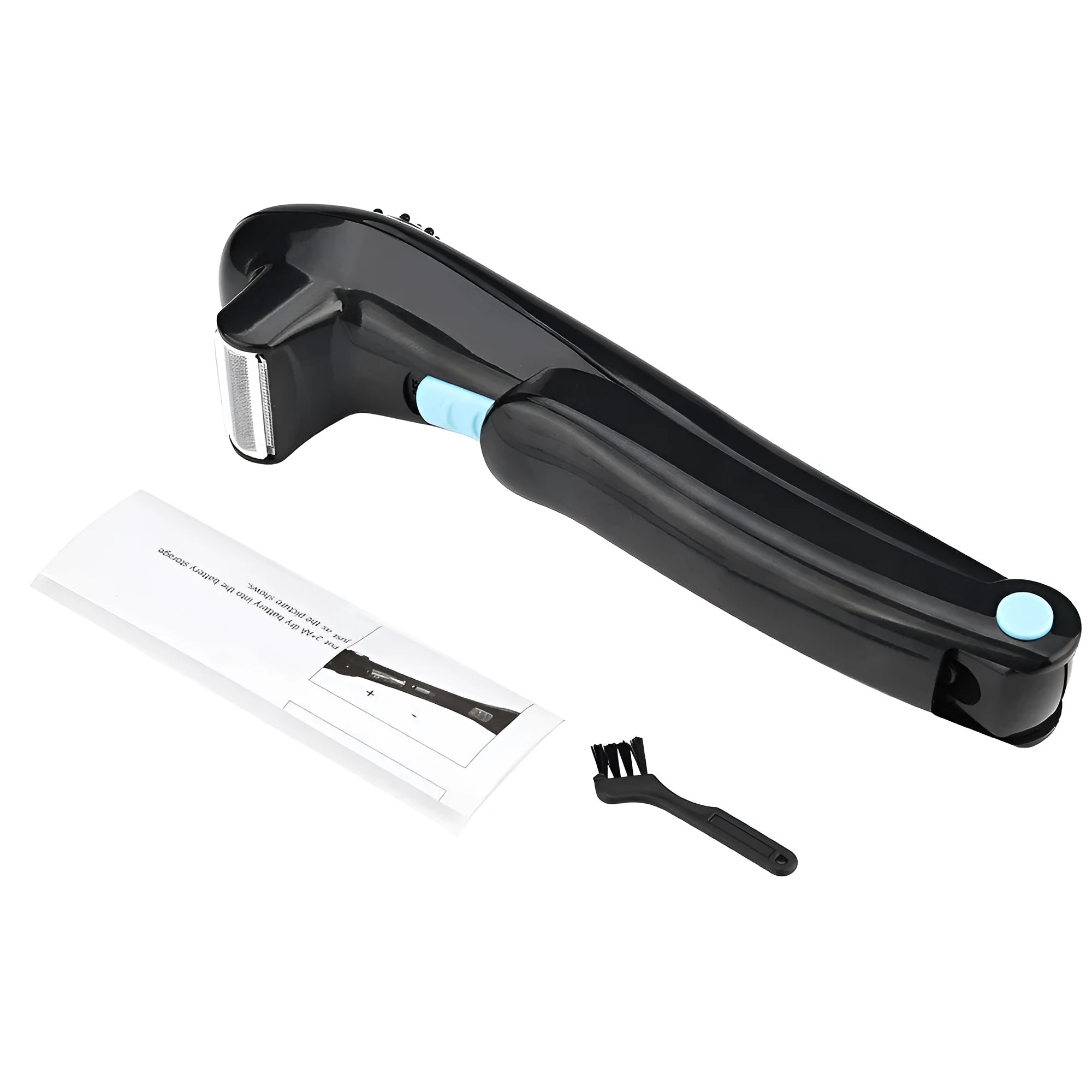 Black folding hair back body electric shaver for cordless hair removal