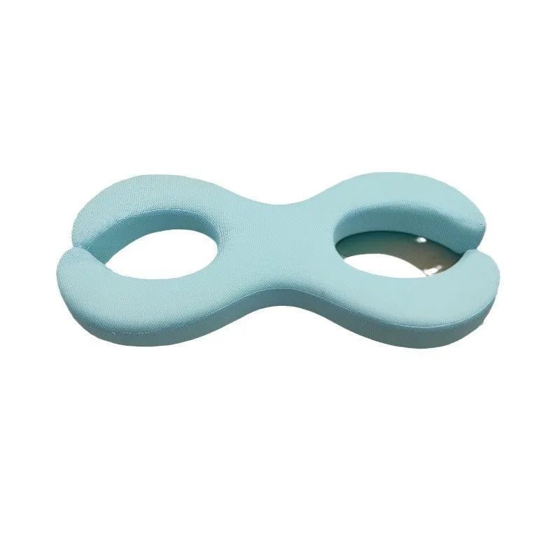 Blue cylindrical memory foam cervical pillow for neck support, shown in 6cm and 9cm thickness options.