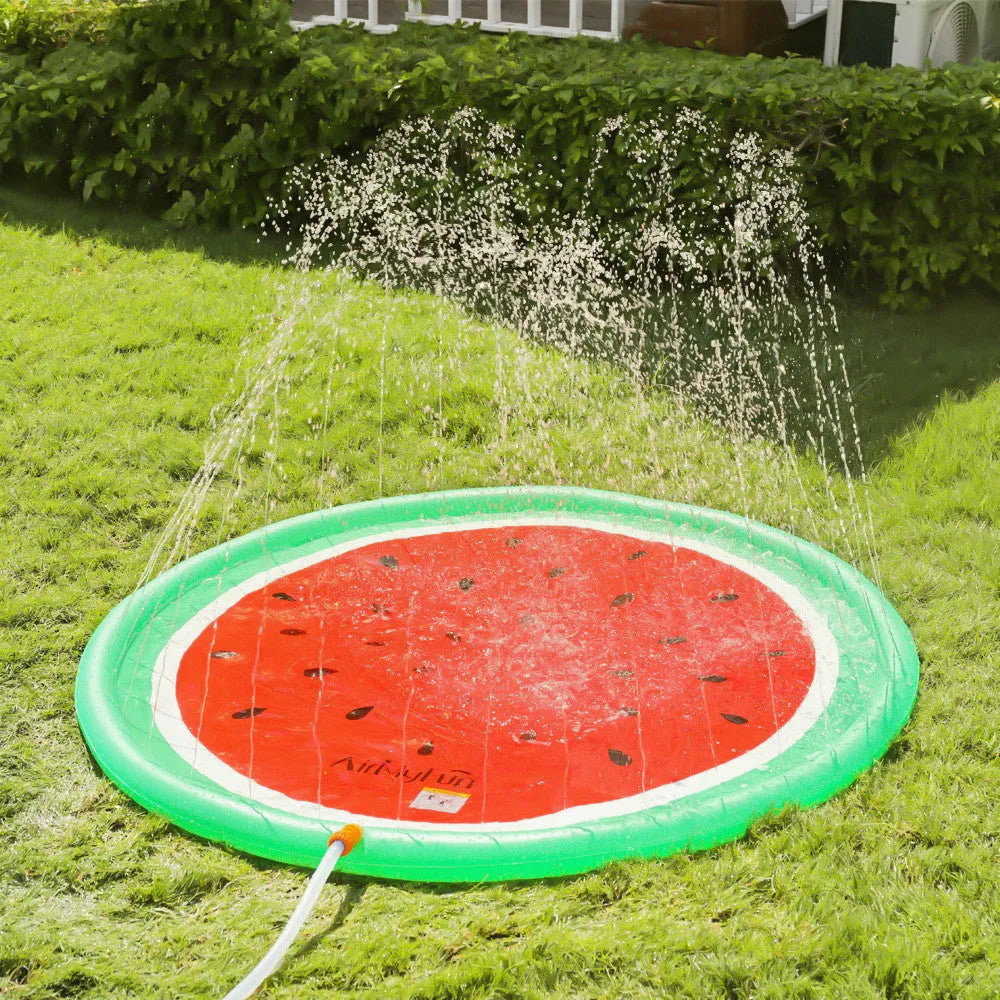 Children's water spray mat, approximately 170 × 170cm, environmentally friendly PVC, watermelon, strawberry or donut print