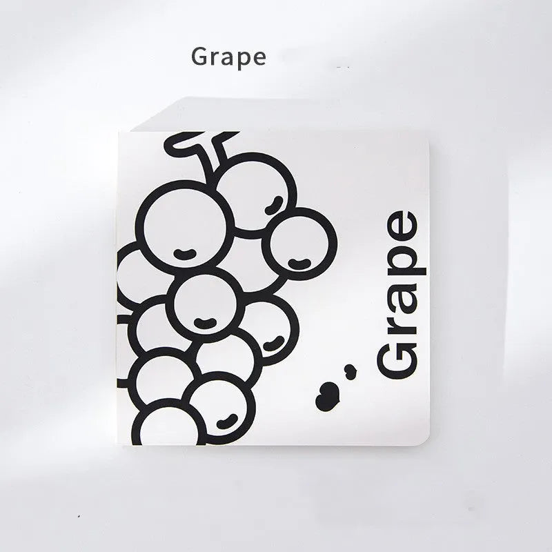 Square fruit-design notebook with 14.5cm sides, open to show 80g thick paper pages.