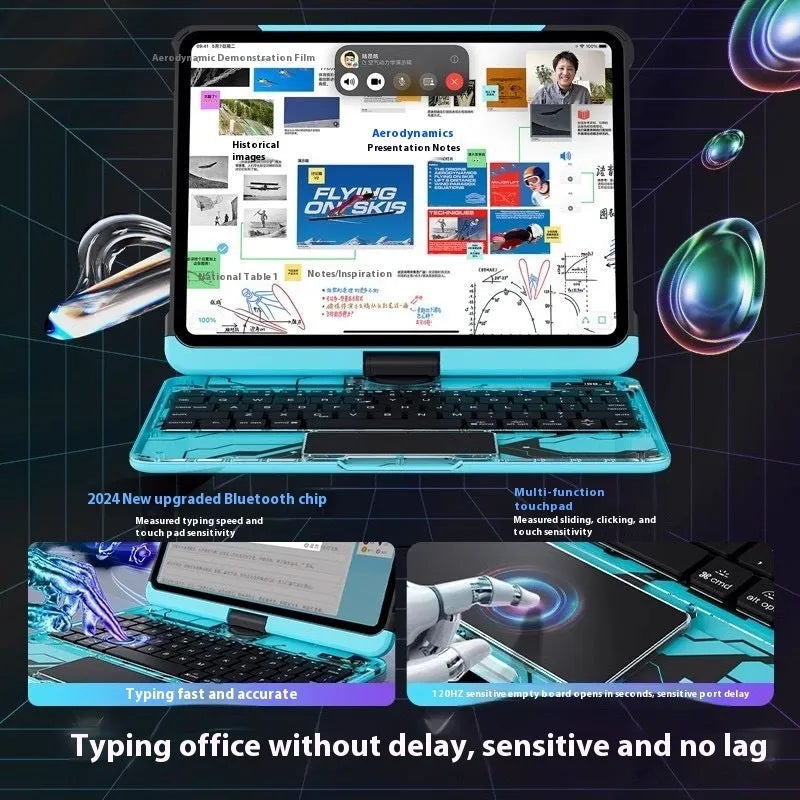 Blue protective keyboard case for Apple iPad Pro 13 inch tablet showing shockproof design