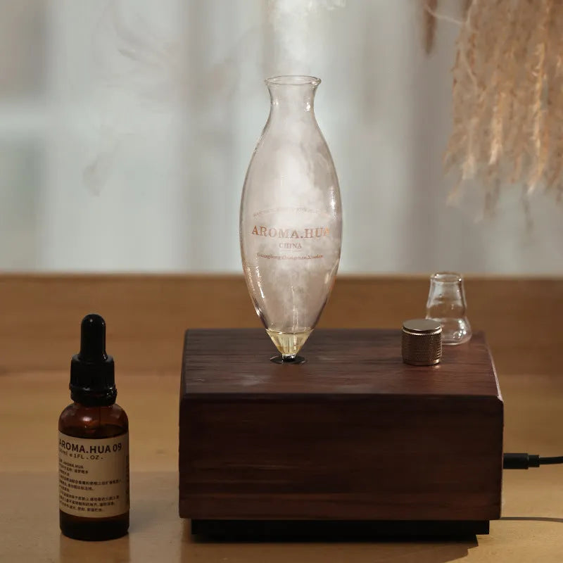 Smart Waterless aroma diffuser with glass reservoir, column shape, and ambience light, available in multiple colour options