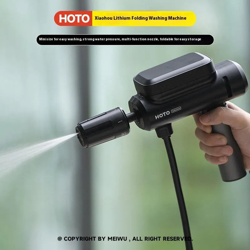 Foldable cordless high-pressure car washing machine with 130W motor, nozzle and foam lance