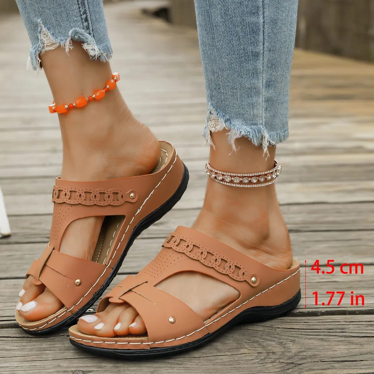 Roman style slippers with slope heel and fish mouth toe holder in multiple colours
