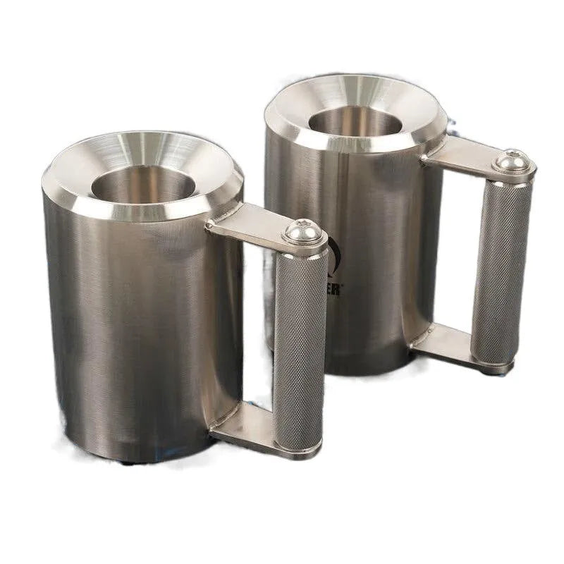 Silver stainless steel dumbbell weight cup with 8kg cast iron core for barbell training