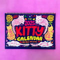 A3 landscape paper wall calendar with cat illustrations for 2024 or 2025