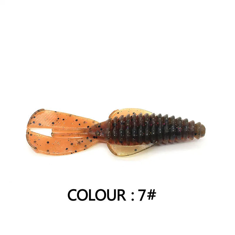 PVC fishing soft bait lure showing two size options: 8cm and 12cm versions in multiple colour patterns