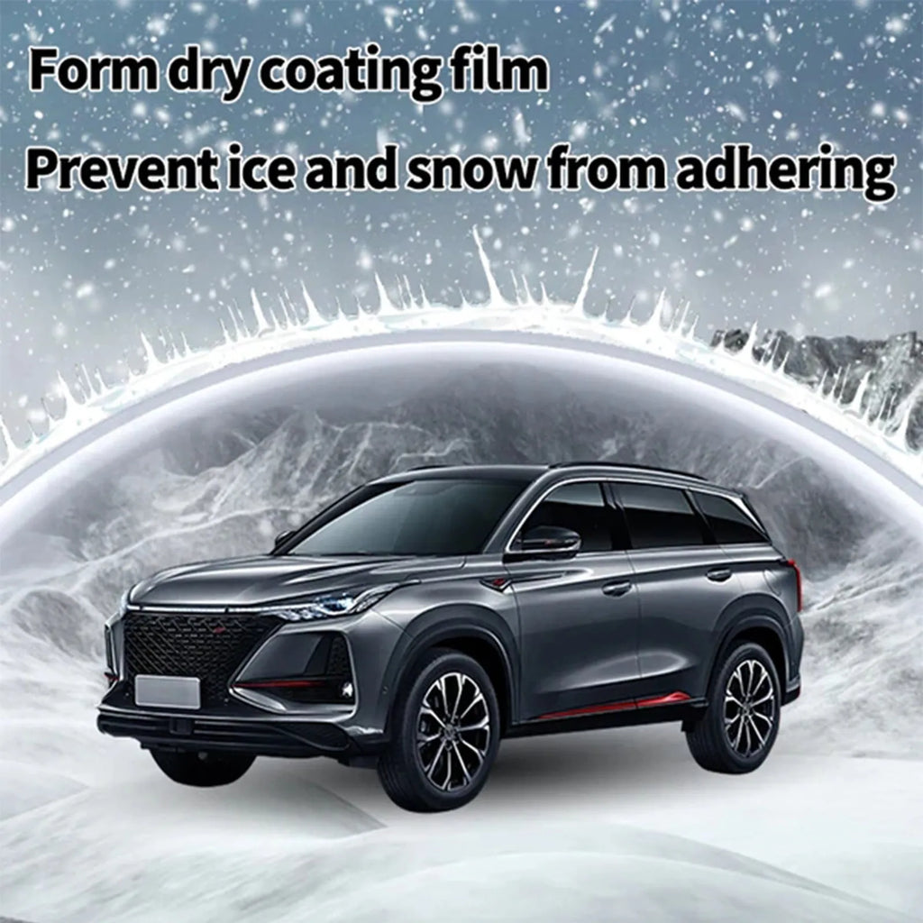 Car snow brush and hydrophobic nano coating spray kit for winter ice removal.