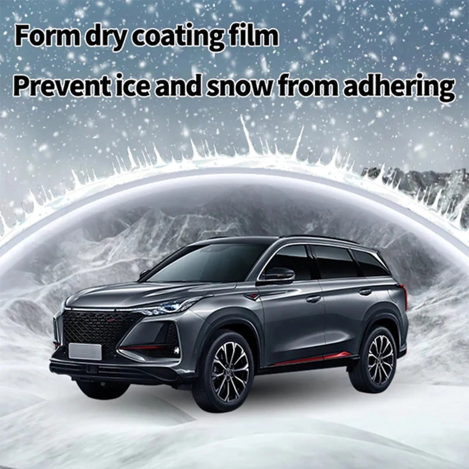Car snow brush and hydrophobic nano coating spray kit for winter ice removal.