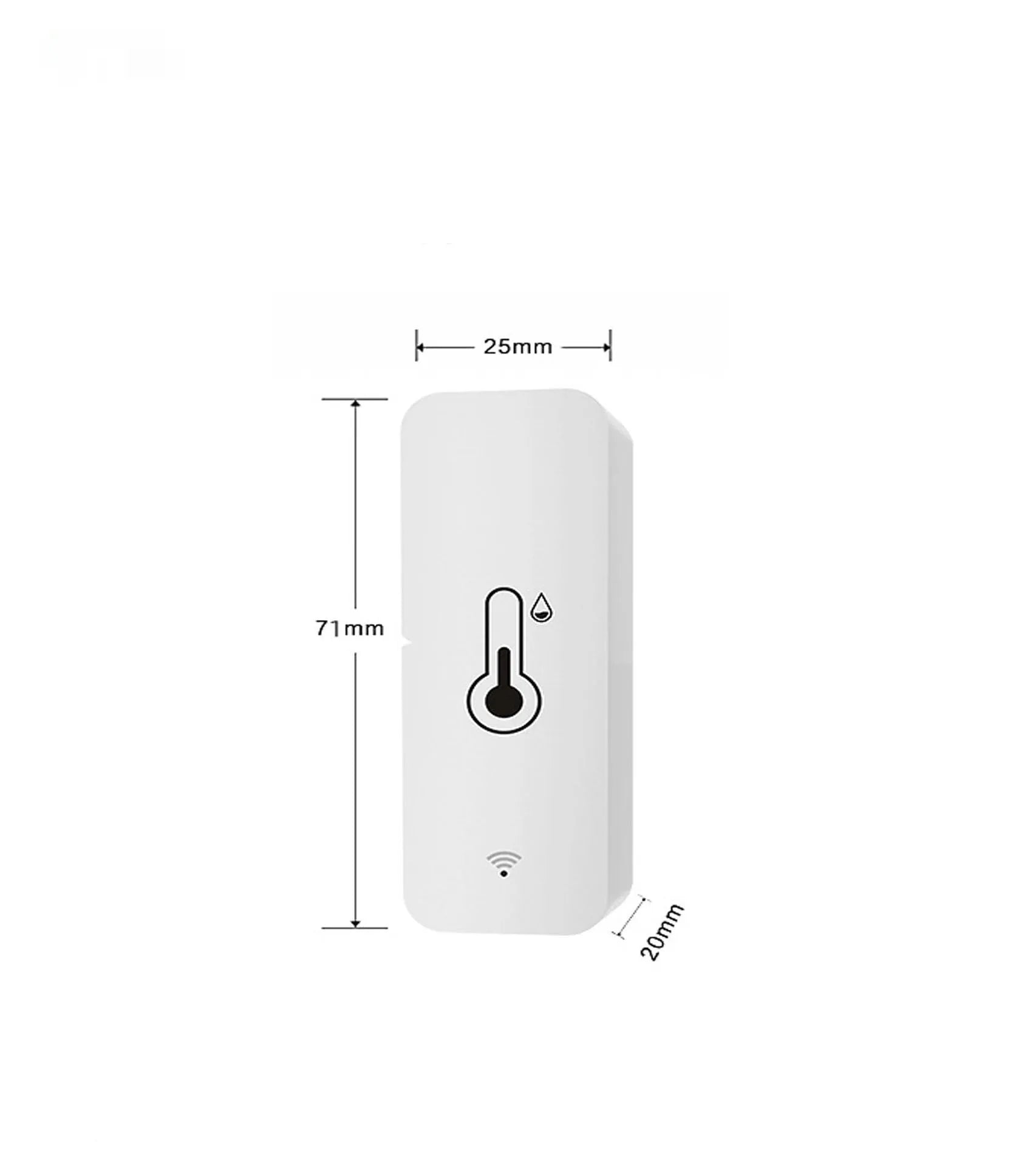Smart WiFi Zigbee temperature humidity sensor with ABS casing showing wireless connectivity