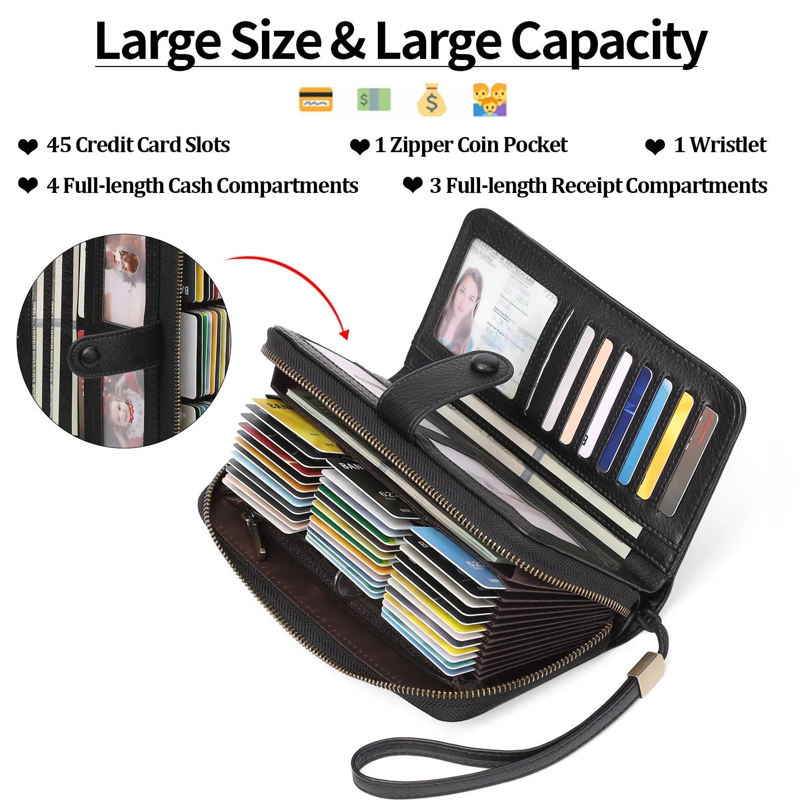 Light brown expanding card holder wallet for women showing multiple card slots and anti-theft swiping feature.