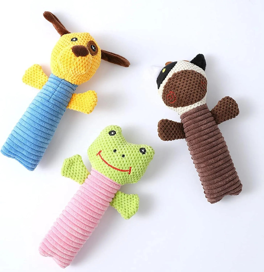 19cm long plush stuffed animal dog squeaky chew toy for dental cleaning