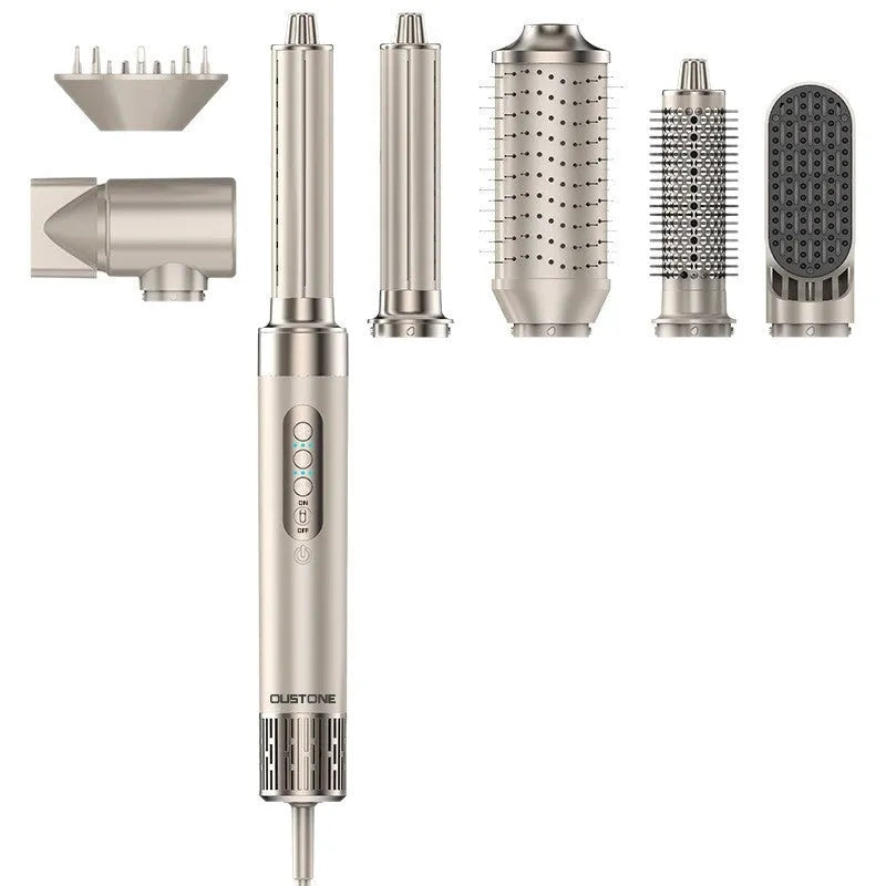 8 in 1 hair curler blowing comb set in champagne gold with brushless motor and 1300W rated power