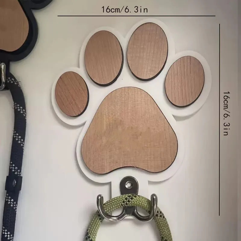 Wooden paw print hook in black colour for household wall storage