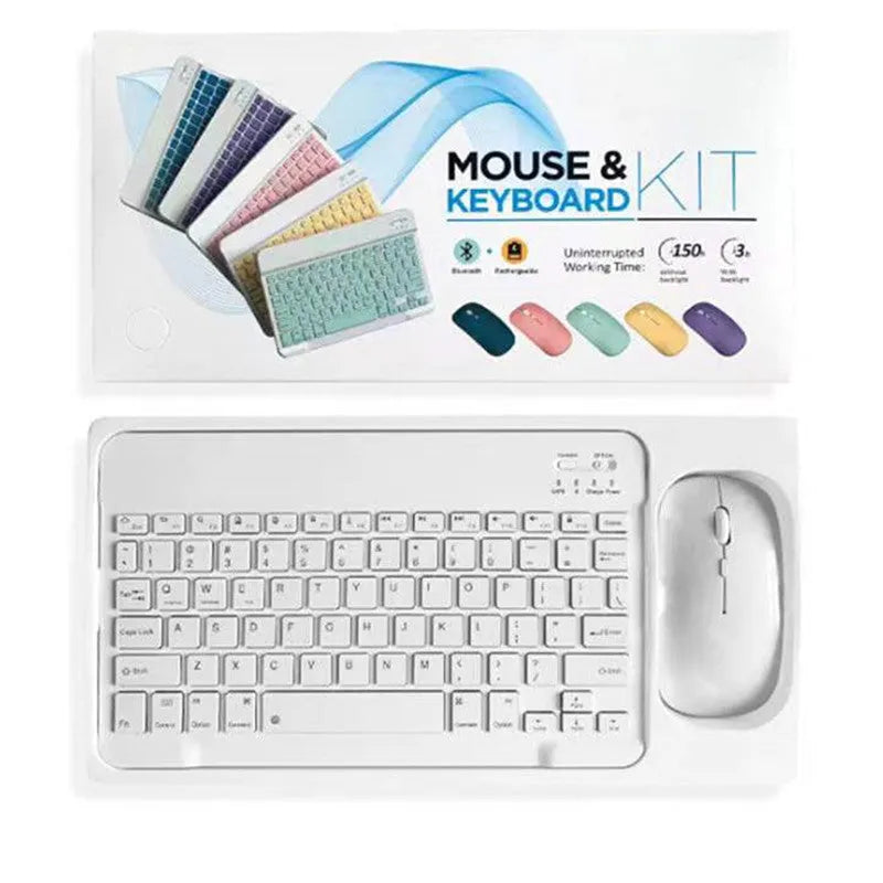 Bluetooth keyboard and mouse set in choice of colours with 10-inch keyboard and dual-mode or single-mode mouse.