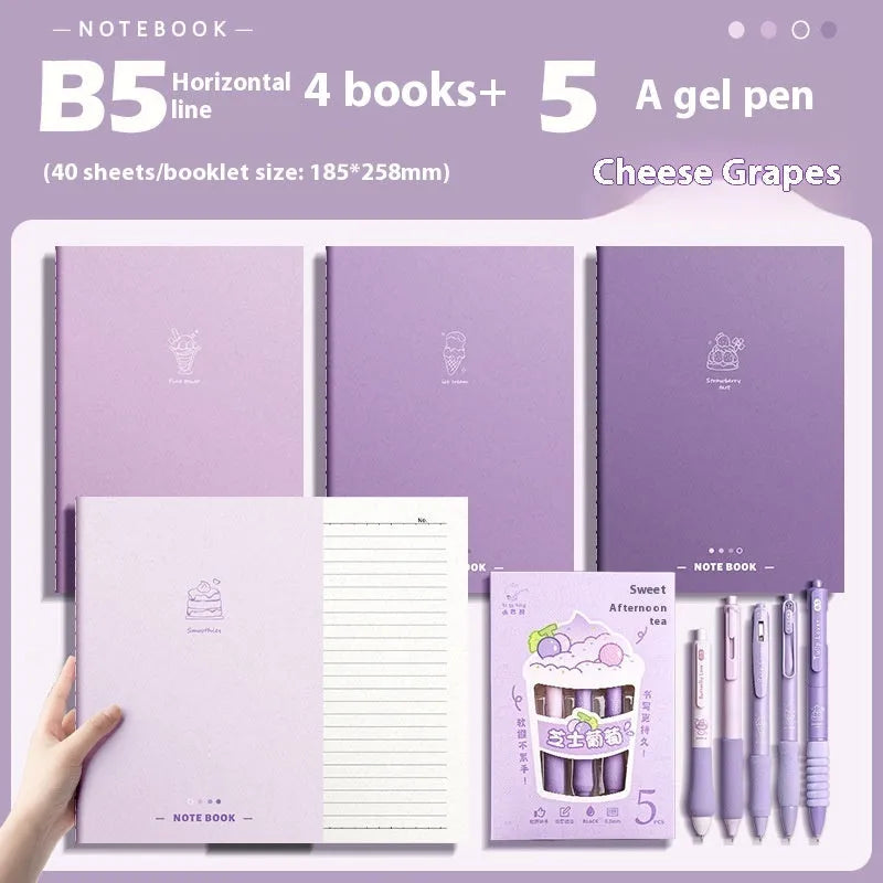 Pack of four gradient colour creative trend notebooks with 60 sheets of 75g wood-free paper each