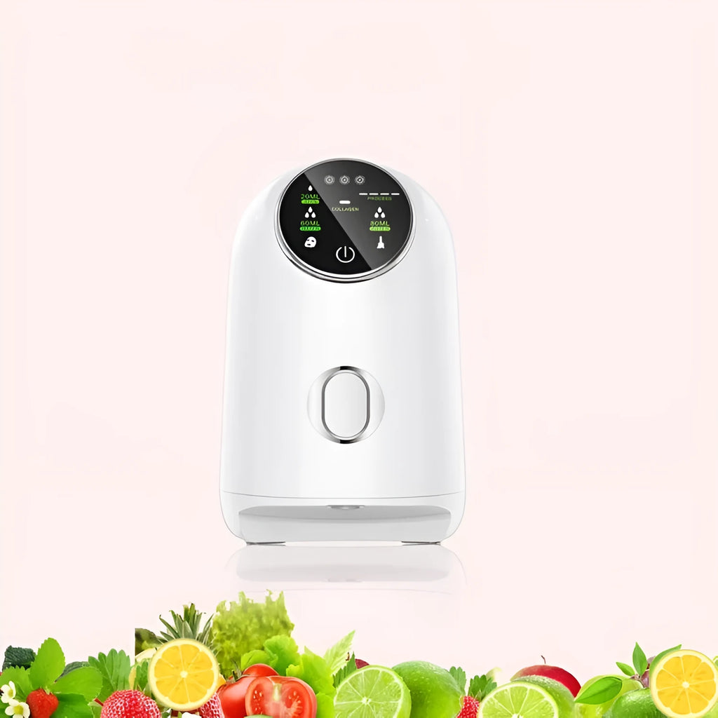 Intelligent homemade fruit and vegetable milk beauty apparatus in white plastic with facial mask tray and scraper