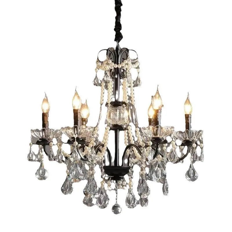 Black iron crystal chandelier with 8 heads for living room ceiling light