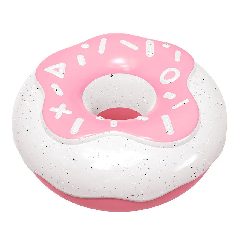 TPR donut dog toy in pink colour showing 118mm diameter ring with textured surface