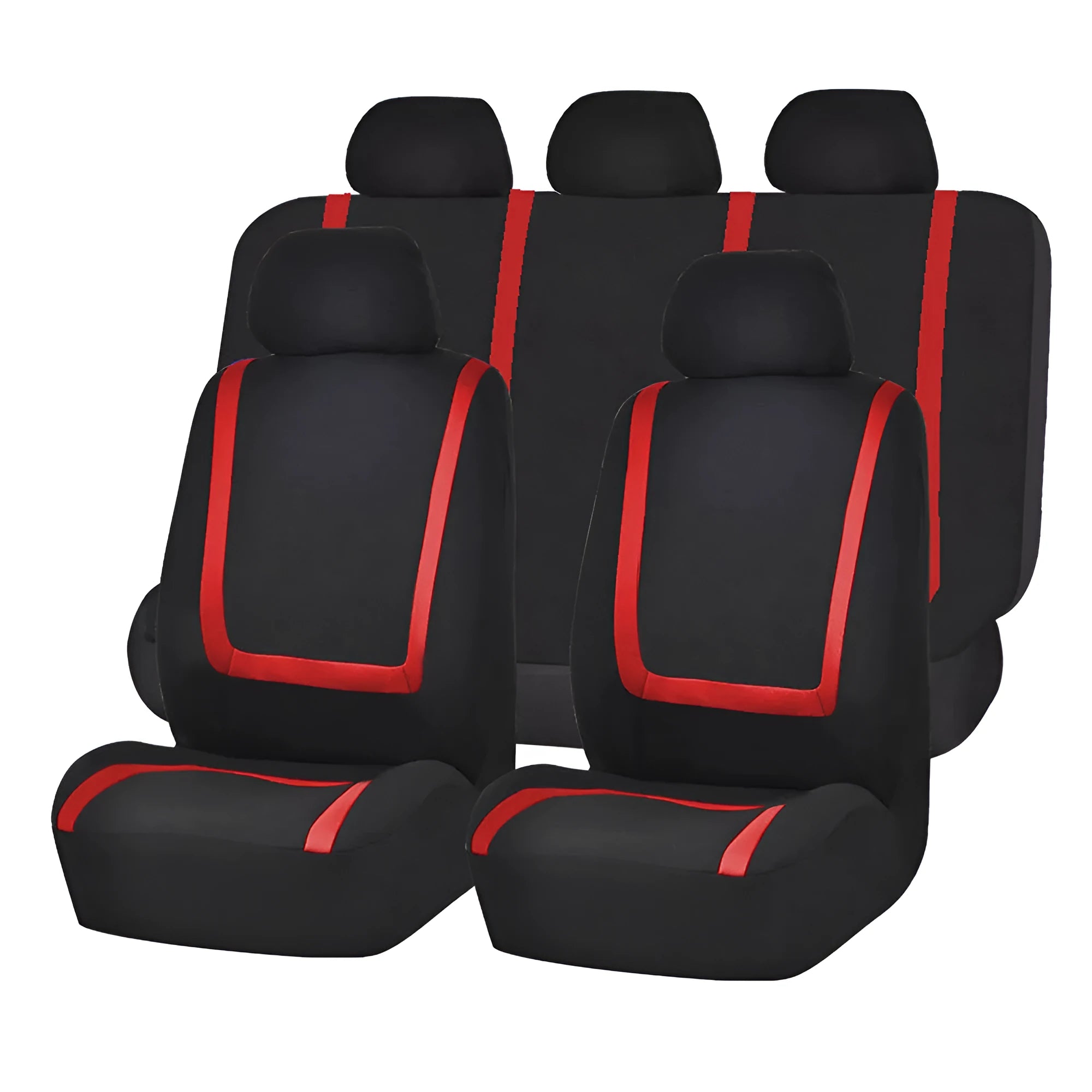 Fully enclosed car seat cover set showing fabric material and multiple colour combination options
