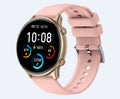 Round touch screen smart sports watch with silicone strap showing heart rate and sleep tracking display