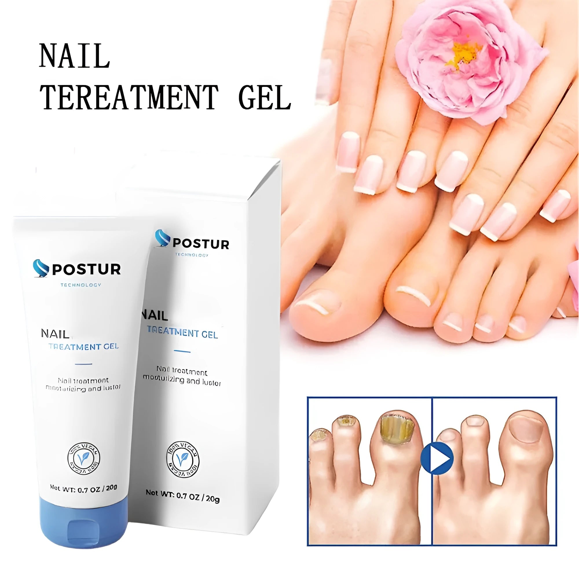 20g clear gel nail care bottle showing 3x2x12.8cm dimensions for cuticle treatment
