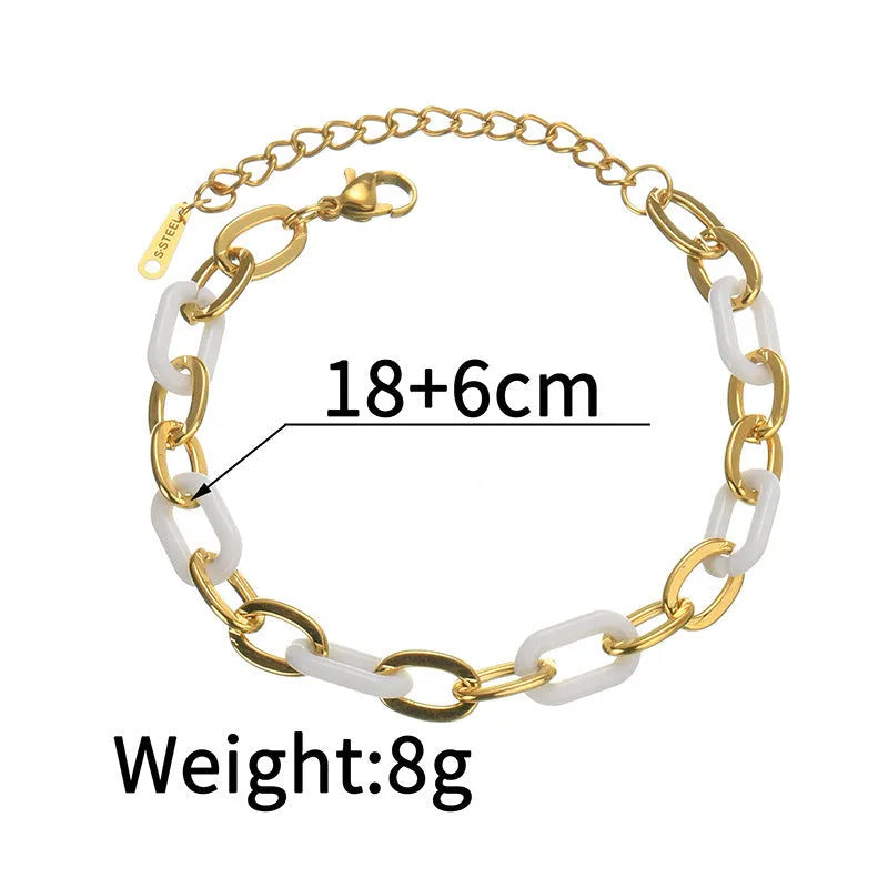 Stainless steel and resin double-layer heart bracelet for women in ins style.
