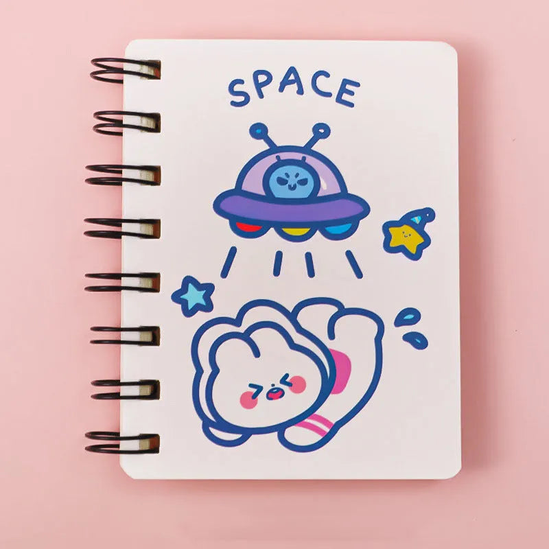 Astronaut series flipped pocket notebook in 10.5 by 8 cm size showing four cover colour options.