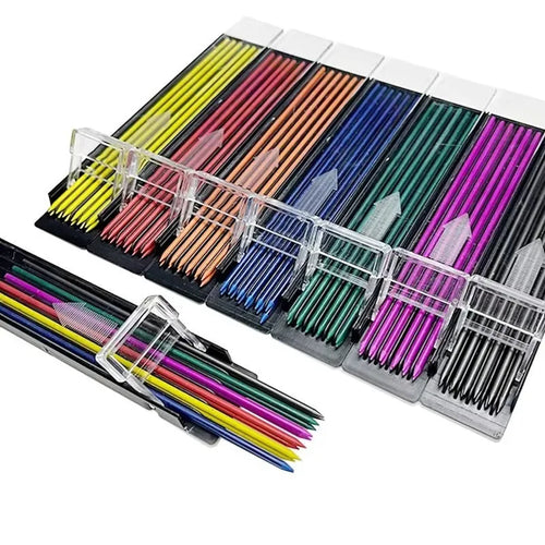 Box of 12 rainbow colour mechanical pencil refills for drawing and writing