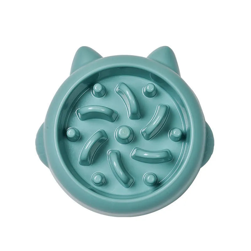 Green PP slow feeder bowl with bone-shaped pattern for dogs and cats
