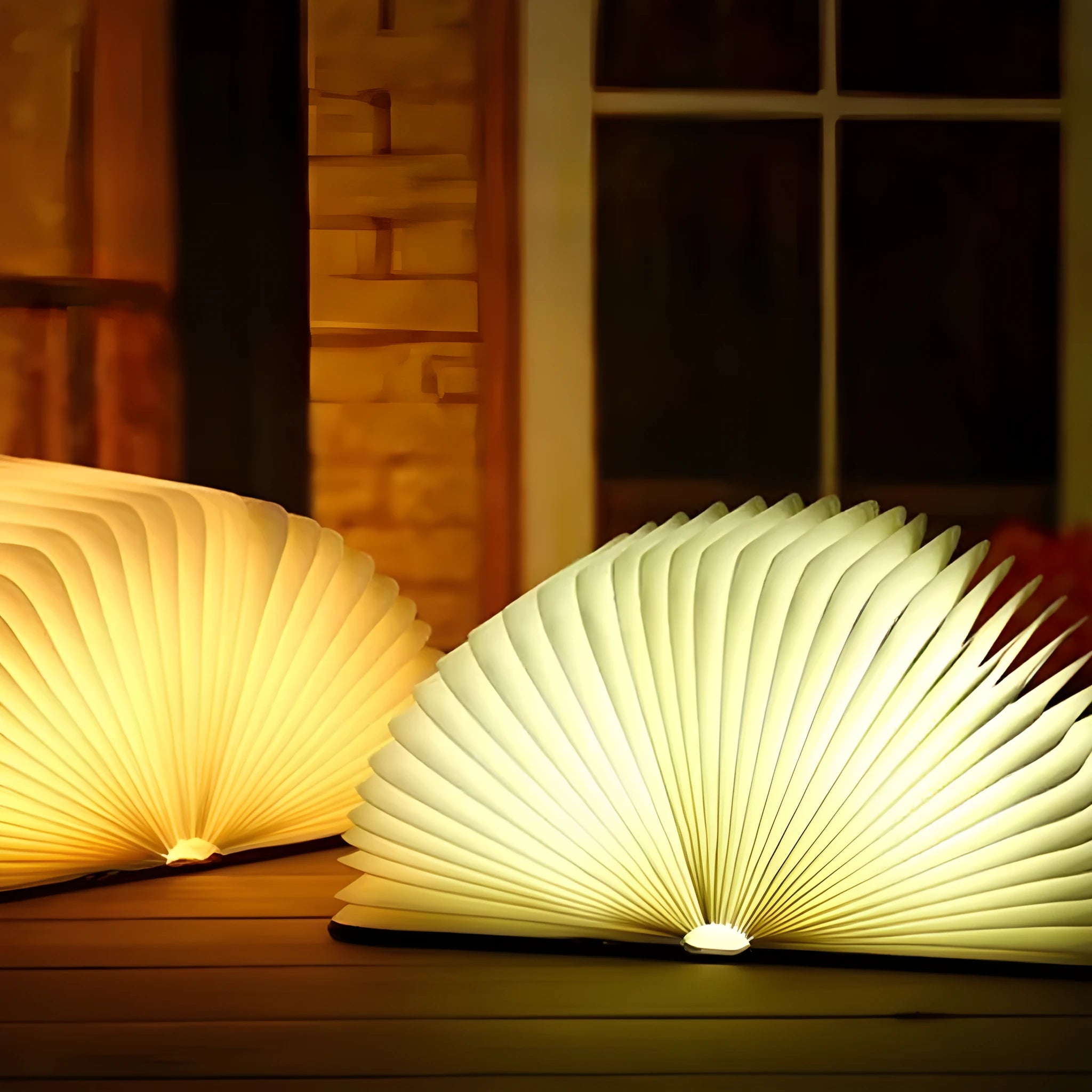 Maple White, Hu Red, and Hu Black wooden boy-shaped LED night light with USB cable.
