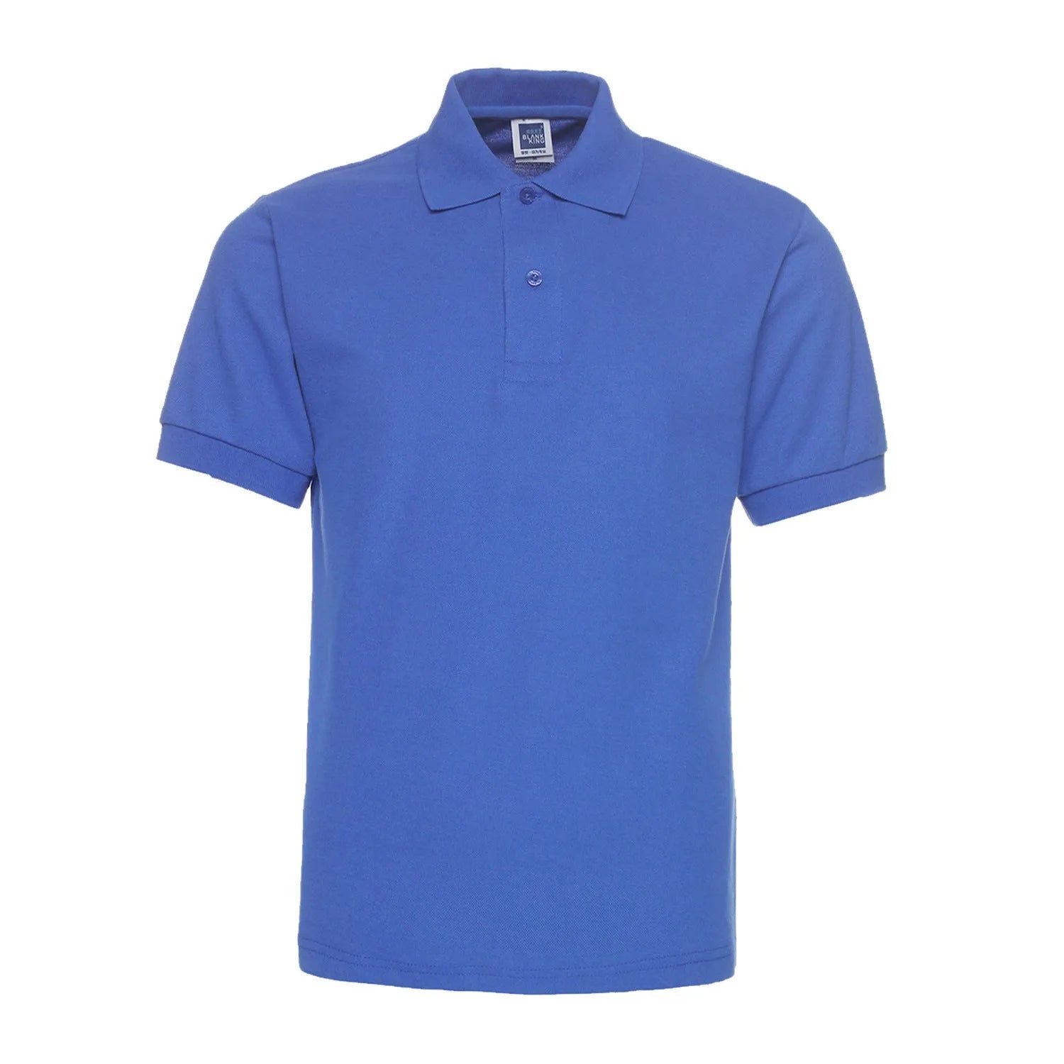 Men's solid colour lapel polo shirt in cotton blend fabric with short sleeves and loose fit