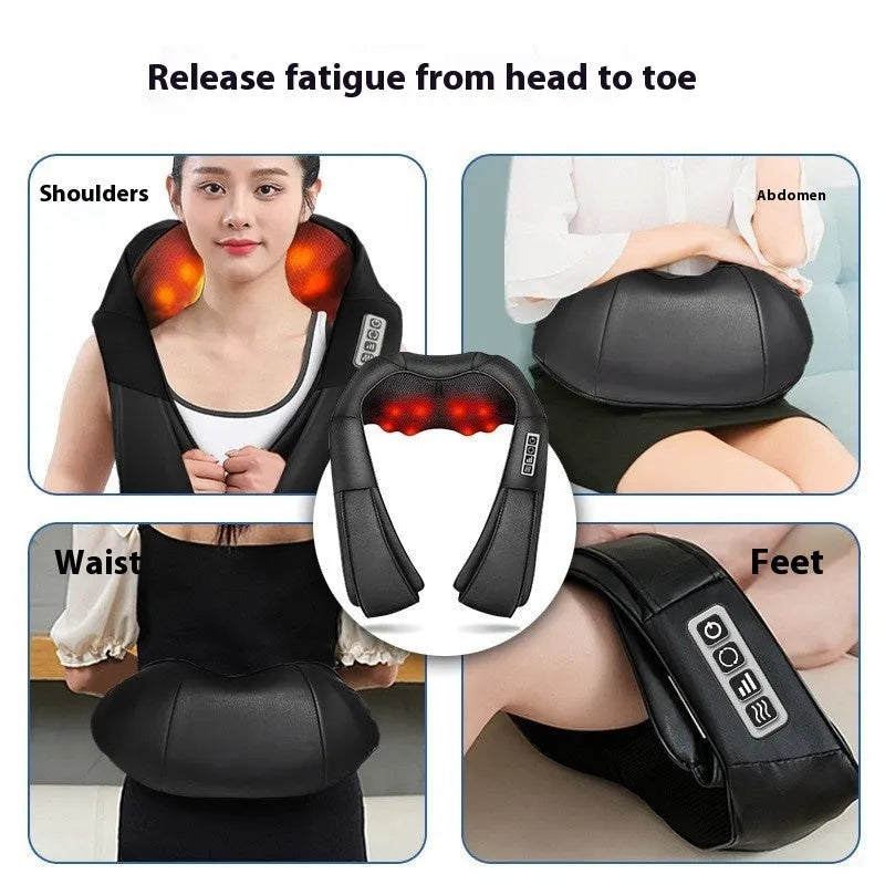 Black multifunctional household neck massager with handheld remote control