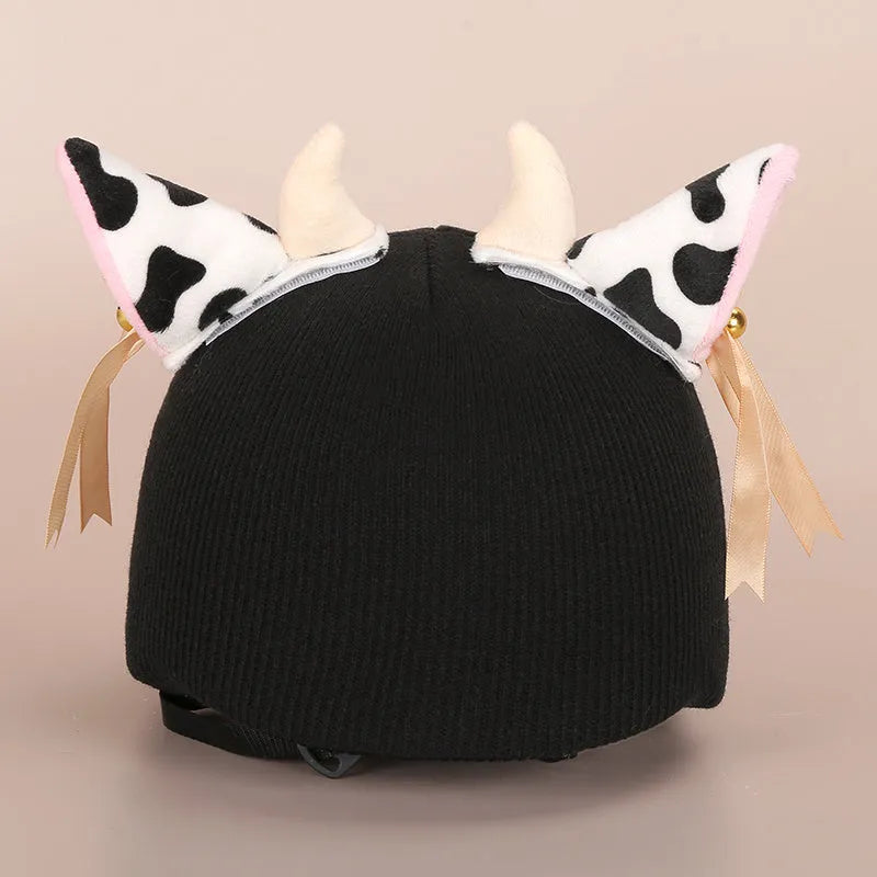 Child's plush cartoon character helmet cover and hat set in soft fabric, shown in medium size.