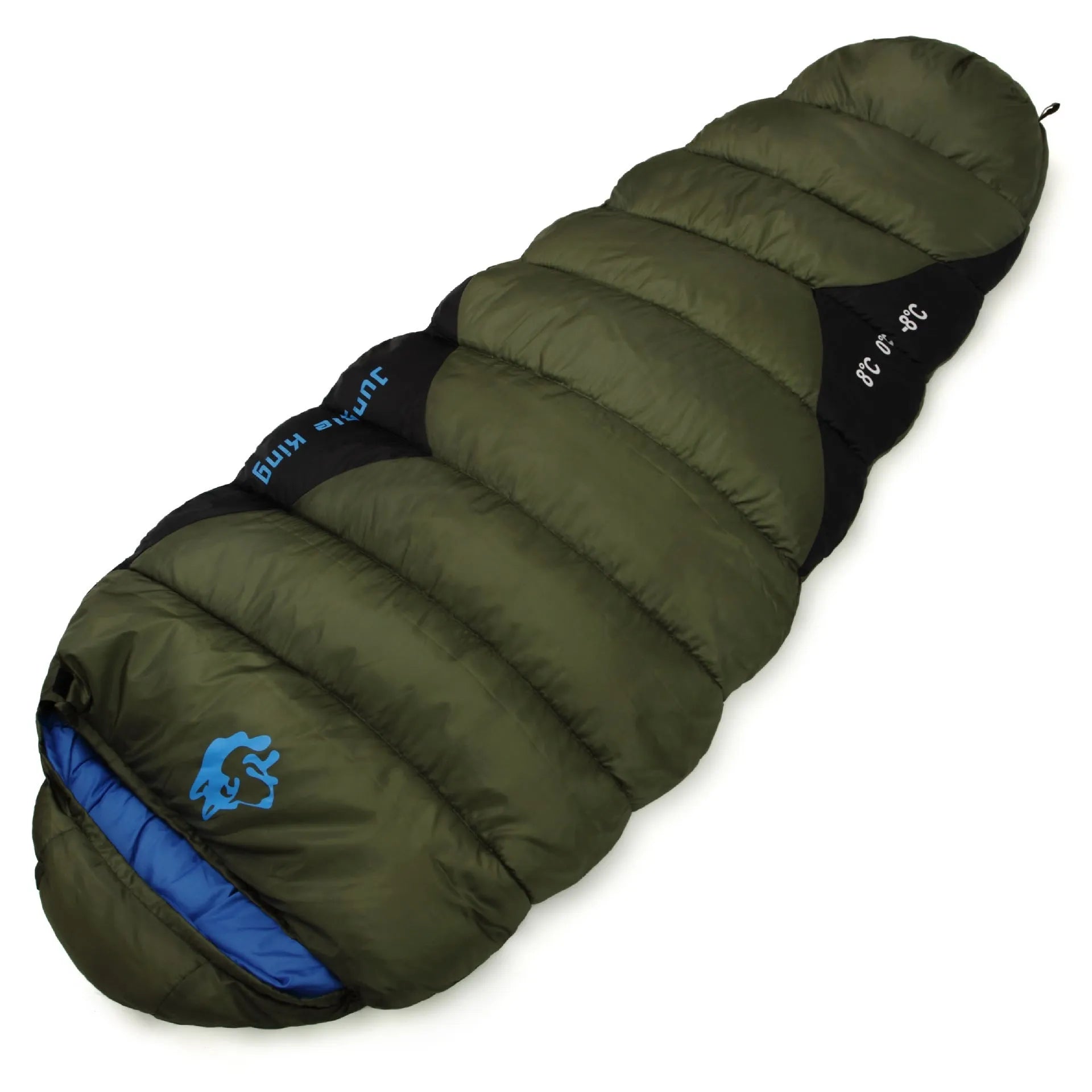 Cotton camping sleeping bag with compression storage bag in Army Green colour