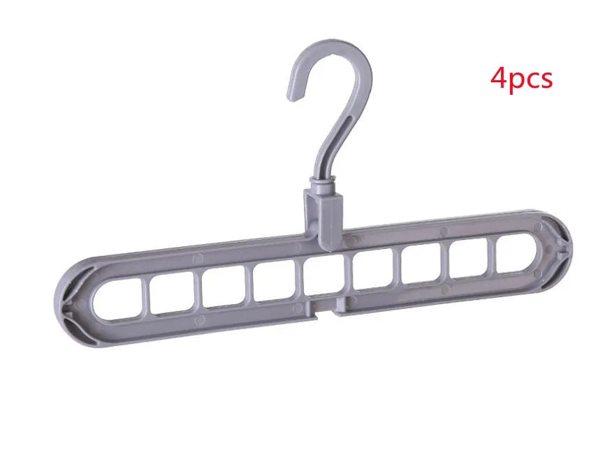 Plastic clothes hanger organiser with rotating hook in various colour options on white background