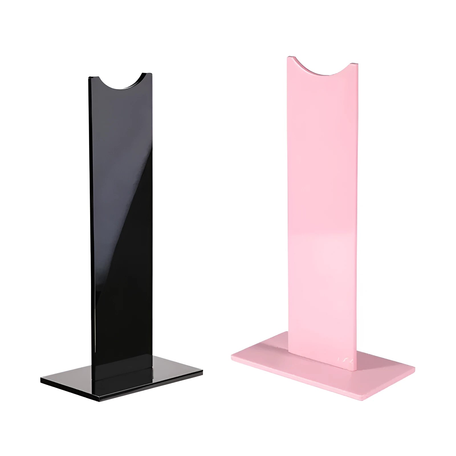 Pink and black detachable headphone bracket with non-slip silicone base measuring 14x7.5x25.5cm
