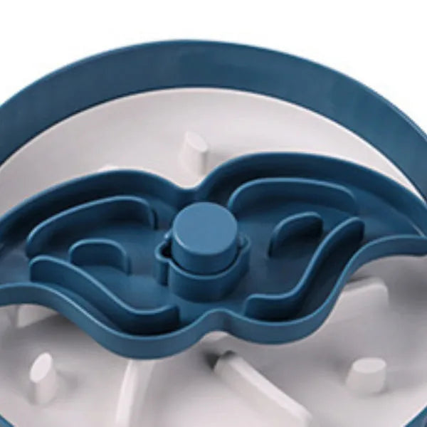 Colourful rotating pet slow feeder bowl with a silicone licking mat in a windmill design.