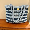 Handwoven natural wool summer bag with floral patterns in six style options