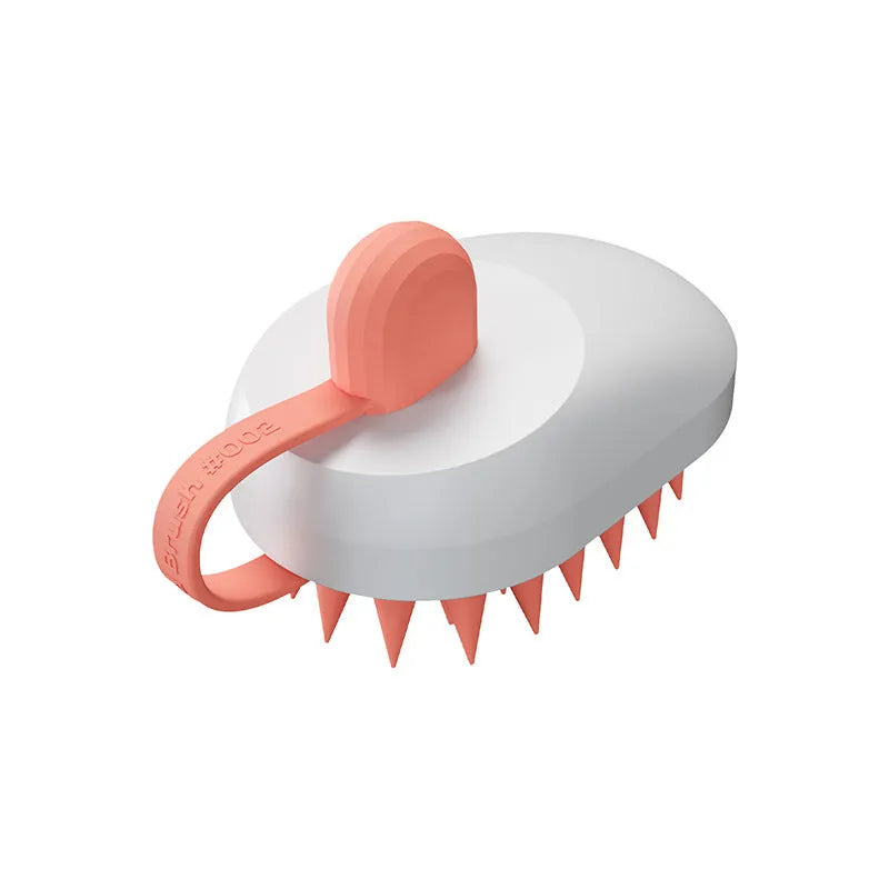 Silicone pet grooming brush with massage head for hair removal and bathing