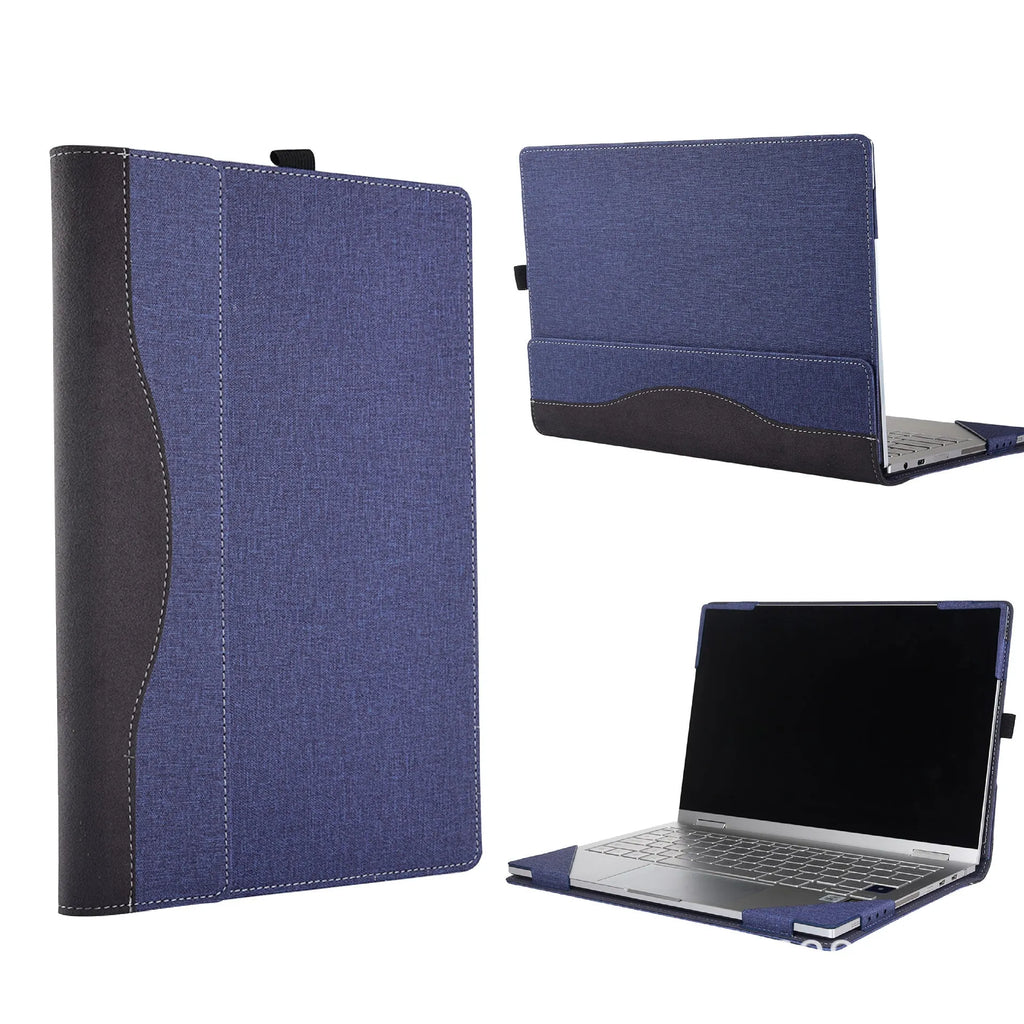 Black imitation leather laptop protective sleeve with Chinese-inspired fabric detailing for Microsoft Surface Laptop 6