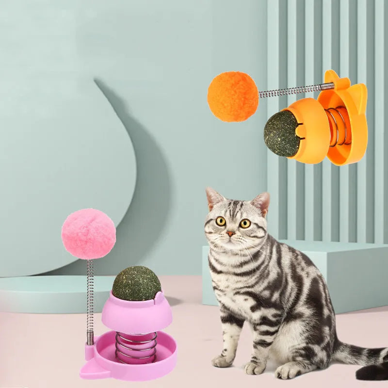 Lucky cat mint ball toy with four mint balls for feline play and dental grinding