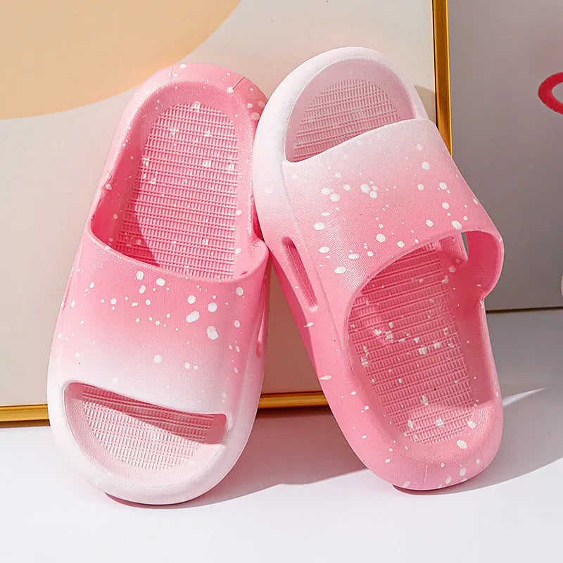 Children's gradient colour PVC summer slippers with open-toe design on non-slip sole