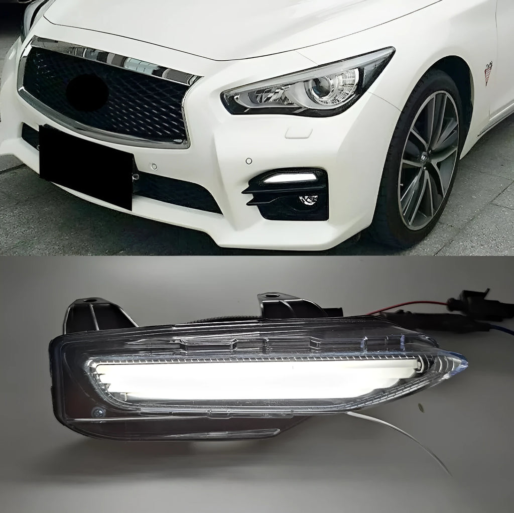 Infiniti Q50 Q70 front bumper LED turn signal and daytime running lamp with ABS housing