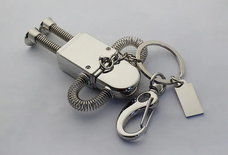 Metal robot U disk in zinc alloy with spring design, available in gold and silver colours