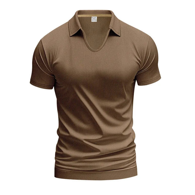 Men's casual V-neck short sleeve cotton blend tee in loose fit summer design