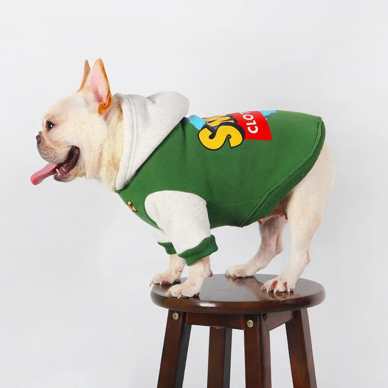 Green cotton dog jumper for large breeds in sizes L to 4XL for autumn and winter wear
